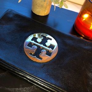 Tory Burch Leather Clutch w/ Silver Hardware